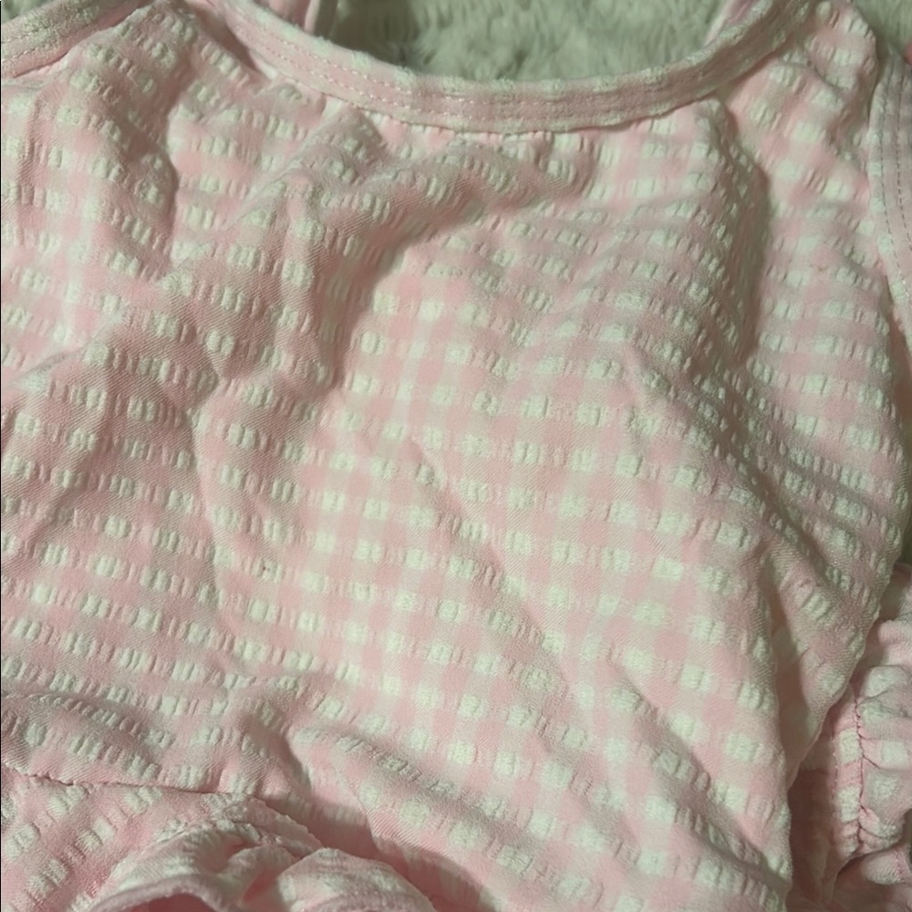Pink Checkered Swimsuit with Ruffles - Picture 3 of 3